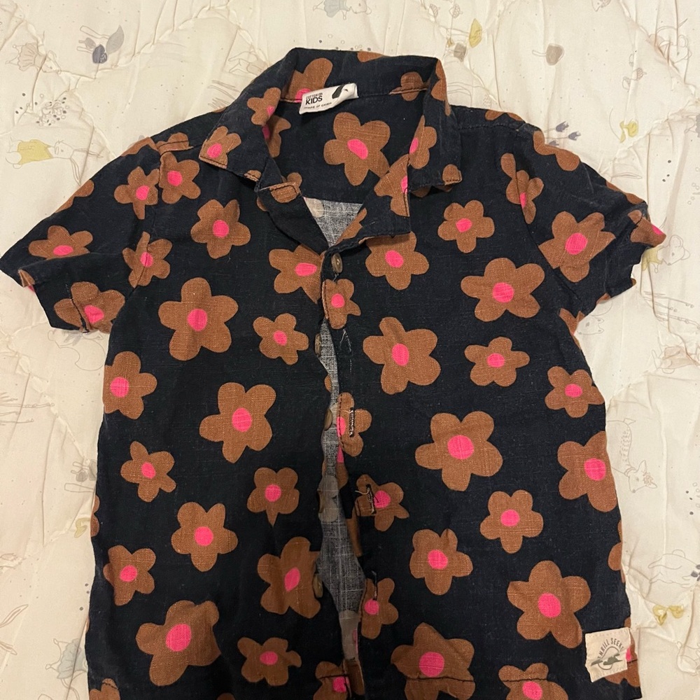 Cotton On Brown and Pink Floral kids Shirt